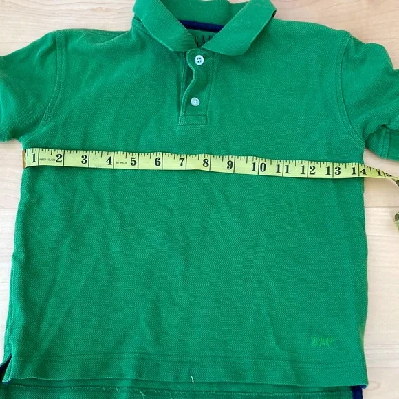 🎉 5 for $20 🎉 Gap Kids Pique Polo Green Cotton Short Sleeve Boys 5 - Picture 3 of 4